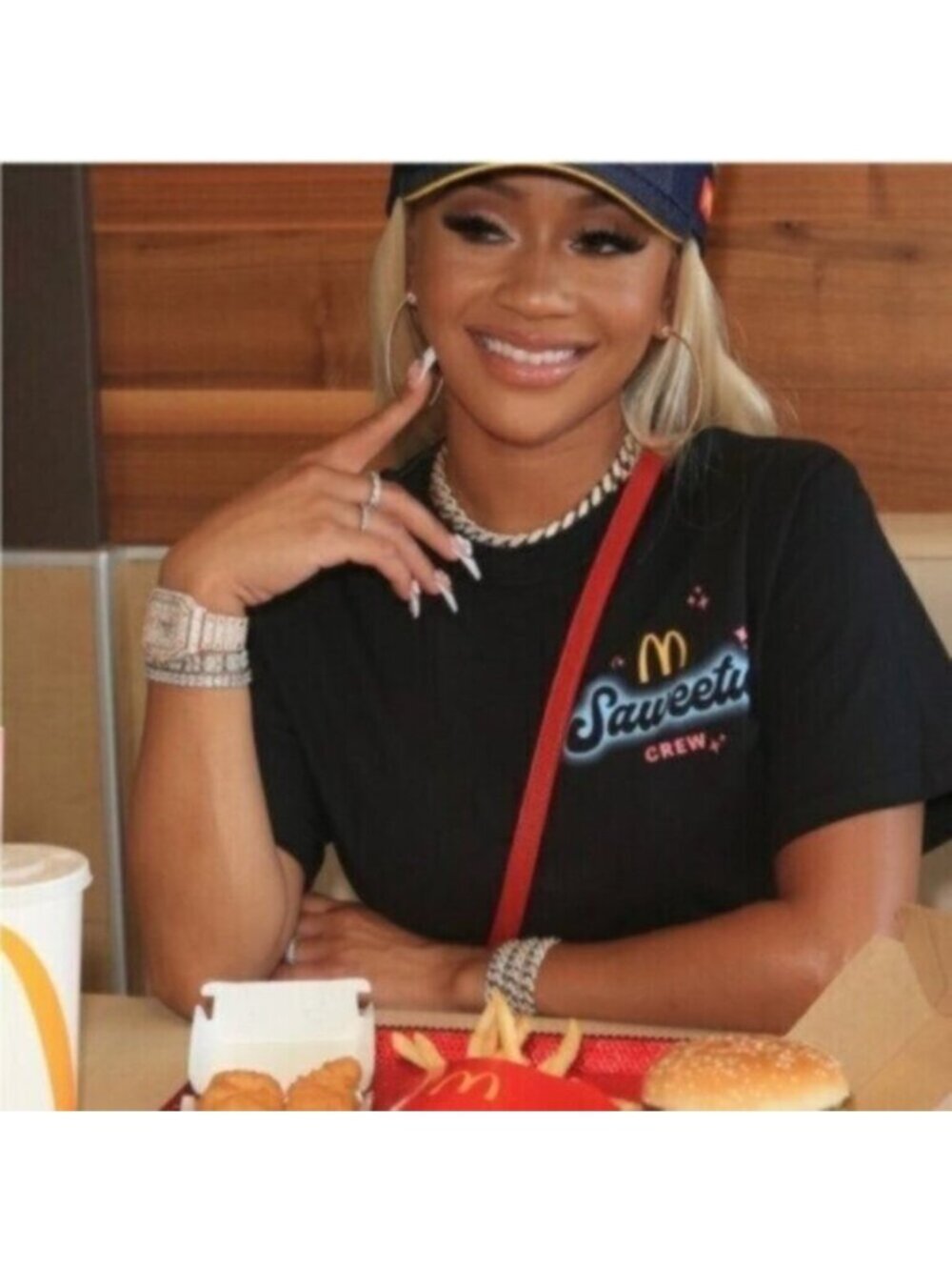 McDonalds Black Saweetie Crew Neck Short Sleeve T Shirt Size Medium